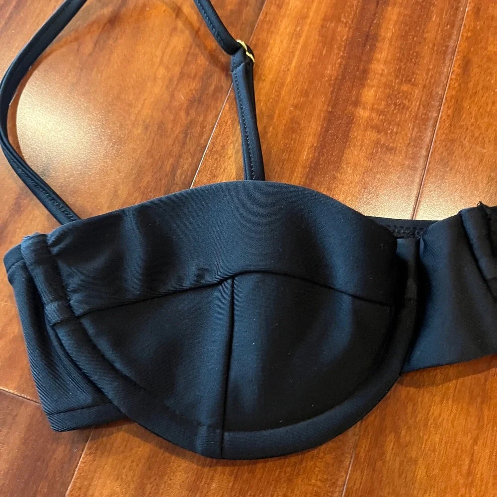 Milly Underwire Bikini Top Swim Black Cabana Maxime Balconette New NWT Size P XS